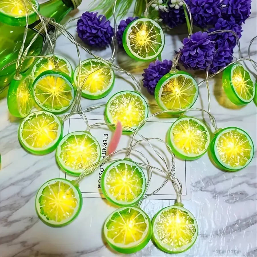 10 LED Lemon-Shaped String Lights Green