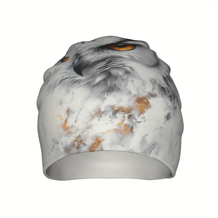 1pc BIIHUDU Men's Snowy Owl Beanie Cap Funky Knit Hat with Realistic Owl Design Soft Polyester
