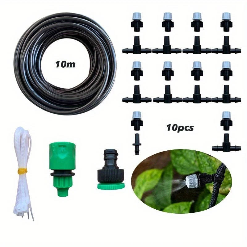10Meter Durable Plastic Garden Irrigation System With 10 Adjustable Sprinklers Perfect For Lawn