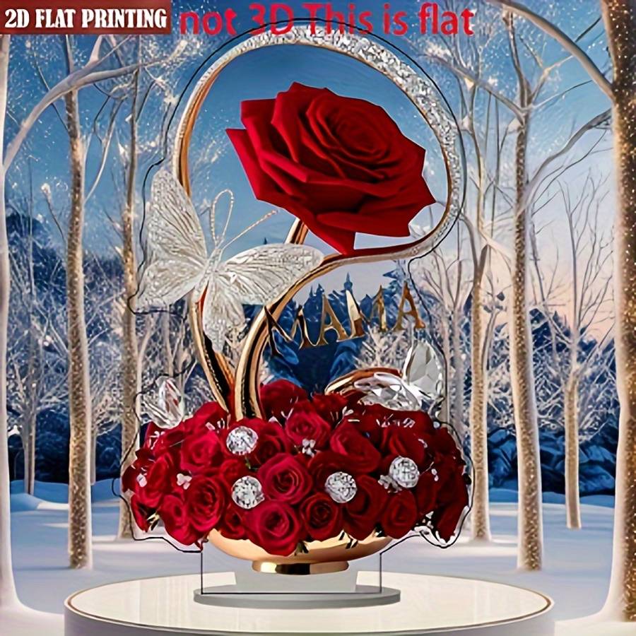2D Flat Acrylic Rose A Gift Of Roses