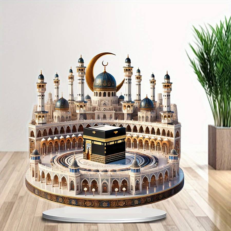 1pc 2D Flat  Bohemia Style Crystal Mosque Desktop Decoration Intricate  Acrylic Islamic Archite