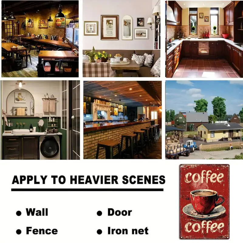 1pc Classic Brew Rustic Coffee Metal Sign Vintage Red Cup Wall Art for Kitchen Pub Decor 20.32x30.48