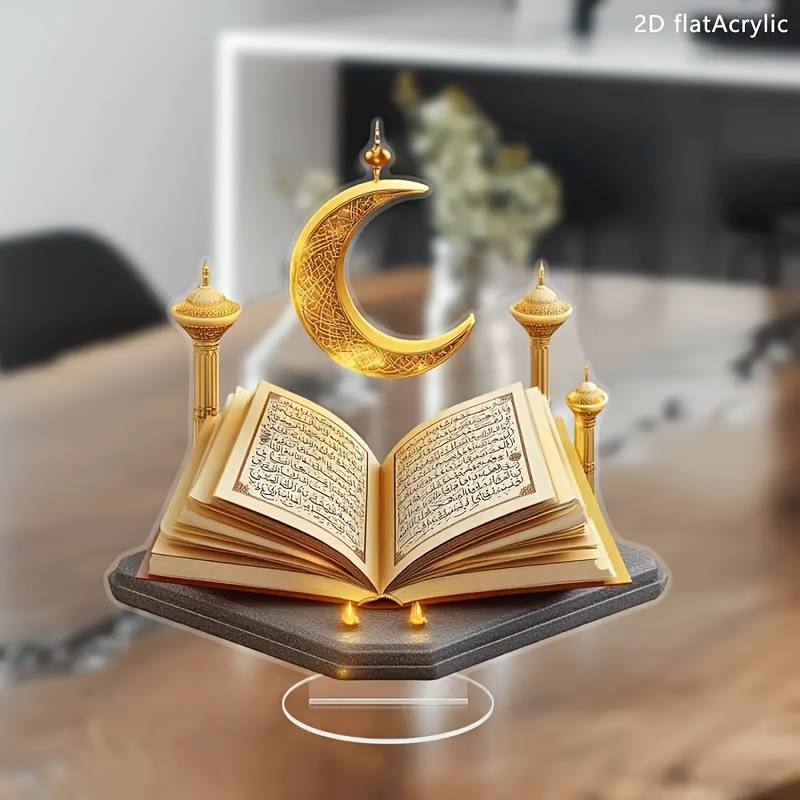 1pc 2D Flat Elegant  Acrylic Crescent Moon Tabletop Decoration Boho Style Golden