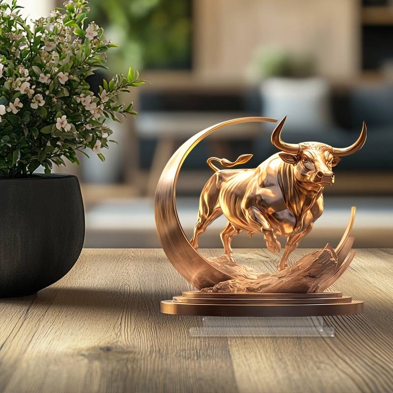 1pc 2D Flat   classic Taurus acrylic figure flat floor installation decoration ideal for d