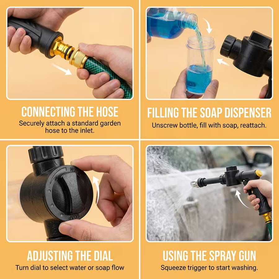 Powerful High-Pressure Water Gun with integrated Soap Dispenser