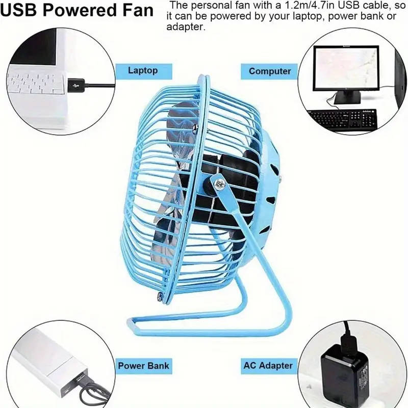 4-Inch USB Desktop Fan Blue