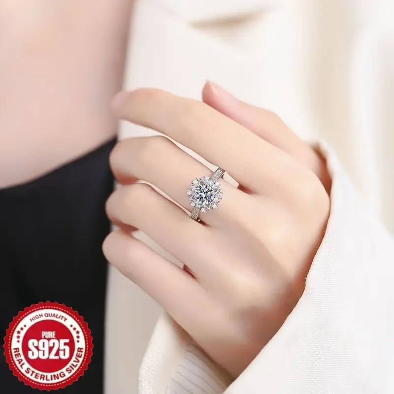 925 Sterling Silver Fashionable Snowflake Zirconia Ring