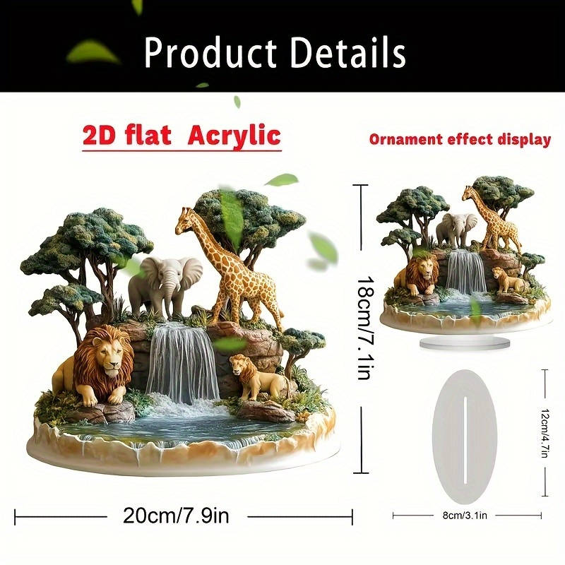 1pc 2D Flat   bohemian decorative ornaments African hunting scene waterfall lion giraffe