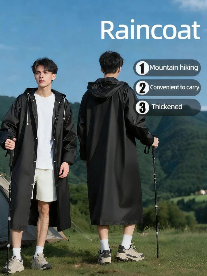 Raincoat Black Size Asian Xl
