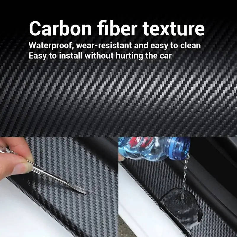 1 Roll 3D Nano Carbon Fiber Car Door Sill Protector 1m PVC Waterproof Anti-Scratch Adhesive Tape