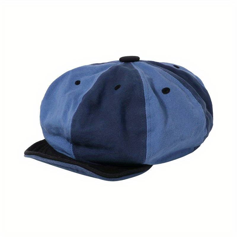 Vintage-Inspired Two-Tone Beret Cap Adjustable Lightweight Painter Hat With Soft Brim Hand-