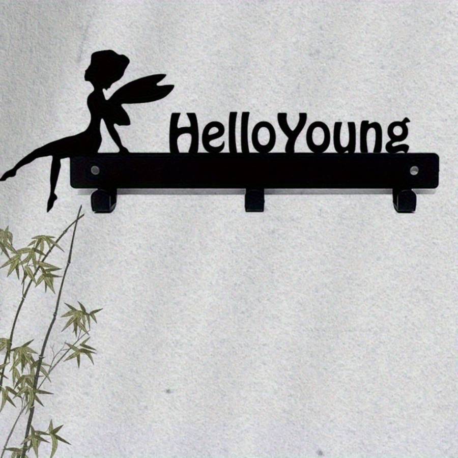 1pc HelloYoung Magical Wall-Mounted Storage RackStylish Metal Organizer for Coats Keys Towels