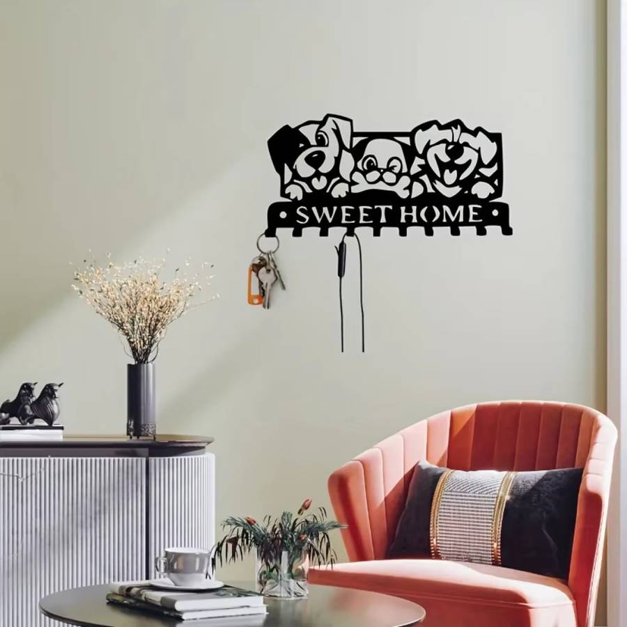 [Charming Appeal] CIFbuy Dog-Shaped Wall Key Holder Adorable Cartoon Puppy Design with "SWEET HOME