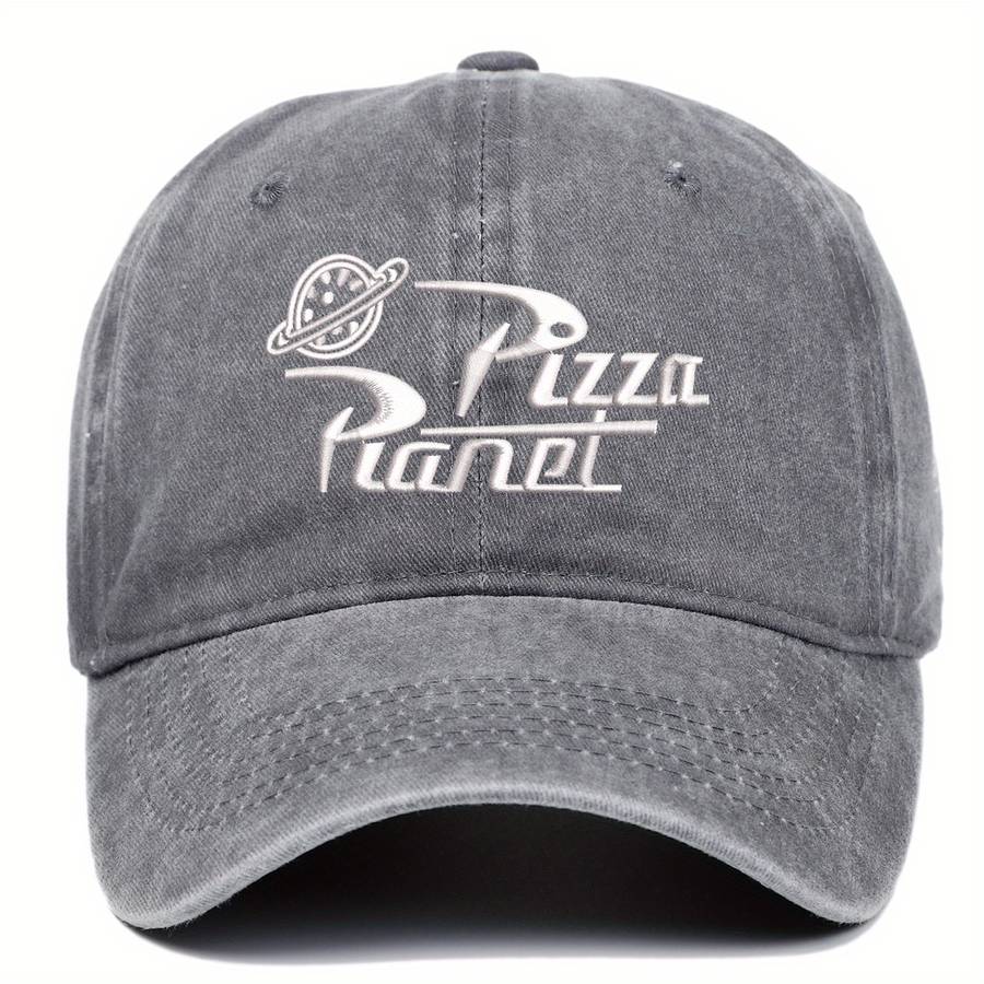 1pc Adjustable VERG Pizza Planet Embroidered Baseball Cap Sun Protection Washed Gray Polyester U