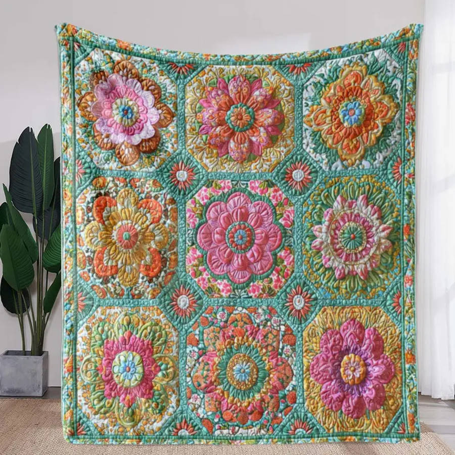 1 Bohemian Floral Patchwork Flannel Blanket 150*200cm