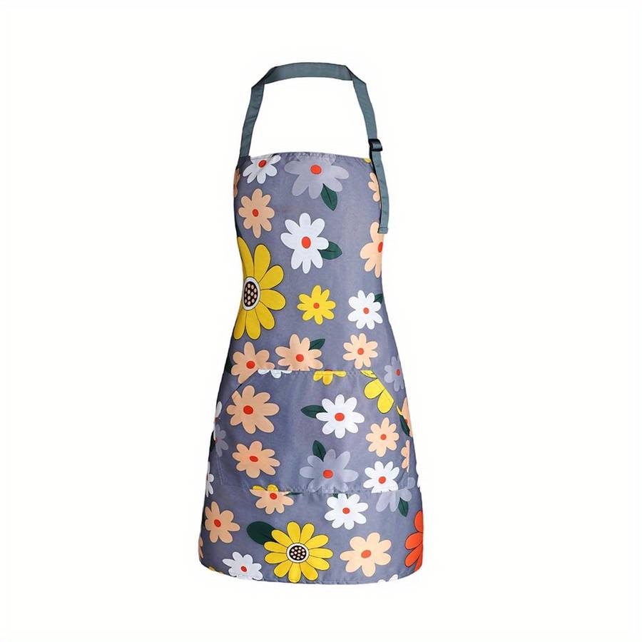 1pc Fashionable Women's floral apron with pockets adjustable perfect for cooking baking garden