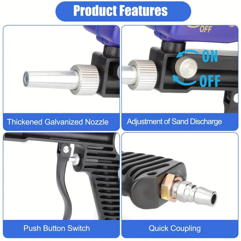 1pc Air Compressor Sandblasting Gun Kit Handheld Sandblaster Suitable for Metal Wood and Glass Porta