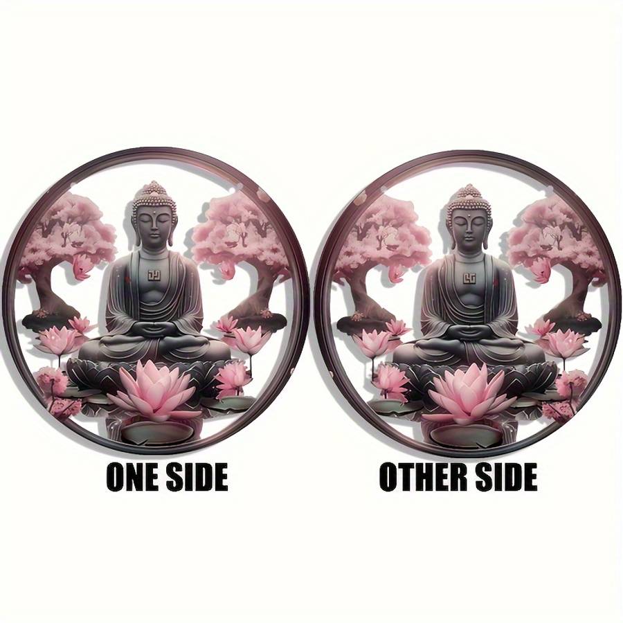 1pc 2D Flat   Classic Acrylic Buddha Wall Hanging Decorative Plaque with Pink for Lotus Sakur