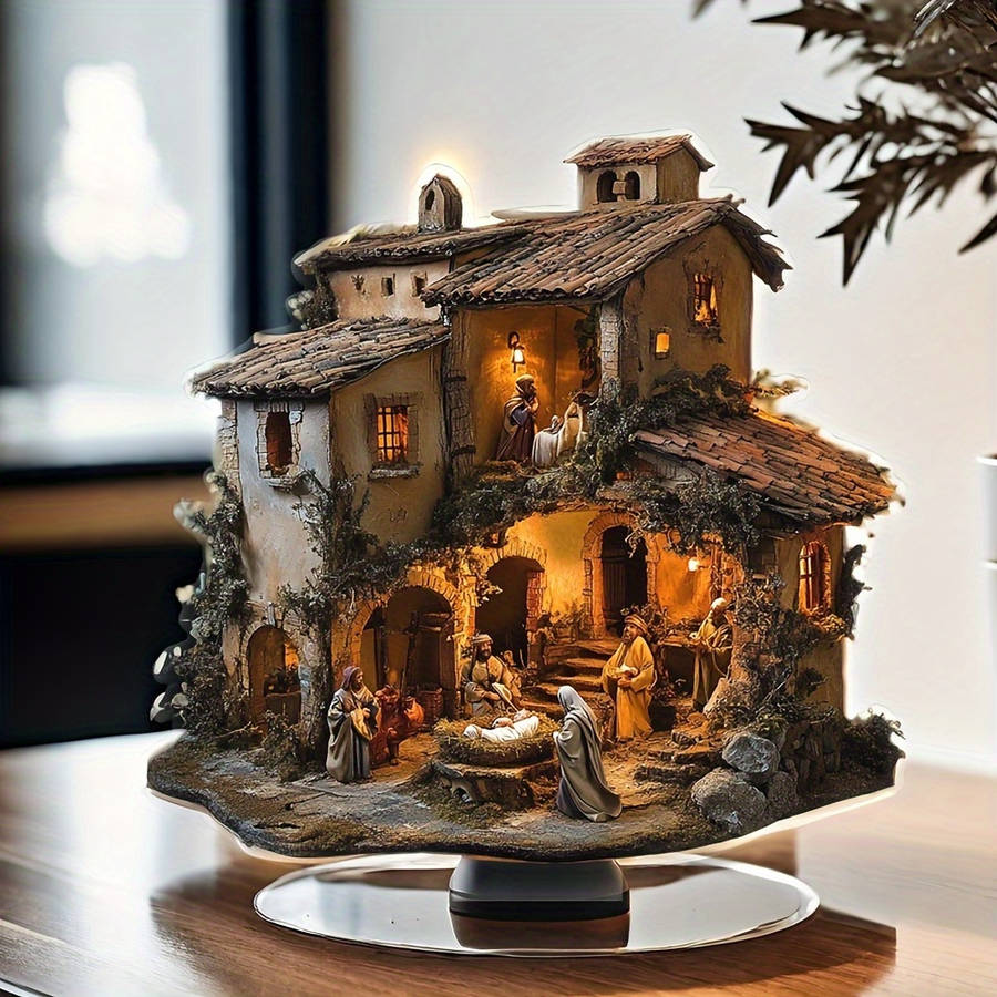 2D Acrylic Boho Nativity Scene Decoration