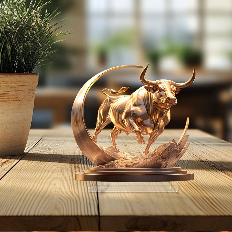 1pc 2D Flat   classic Taurus acrylic figure flat floor installation decoration ideal for d