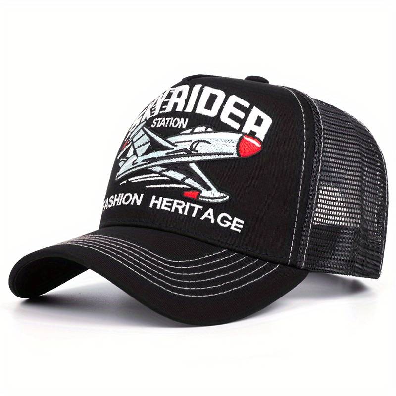 1pc Men'S Polyester Baseball Cap with Embroidered Logo Spring Autumn Sun Protection Trucker Hat