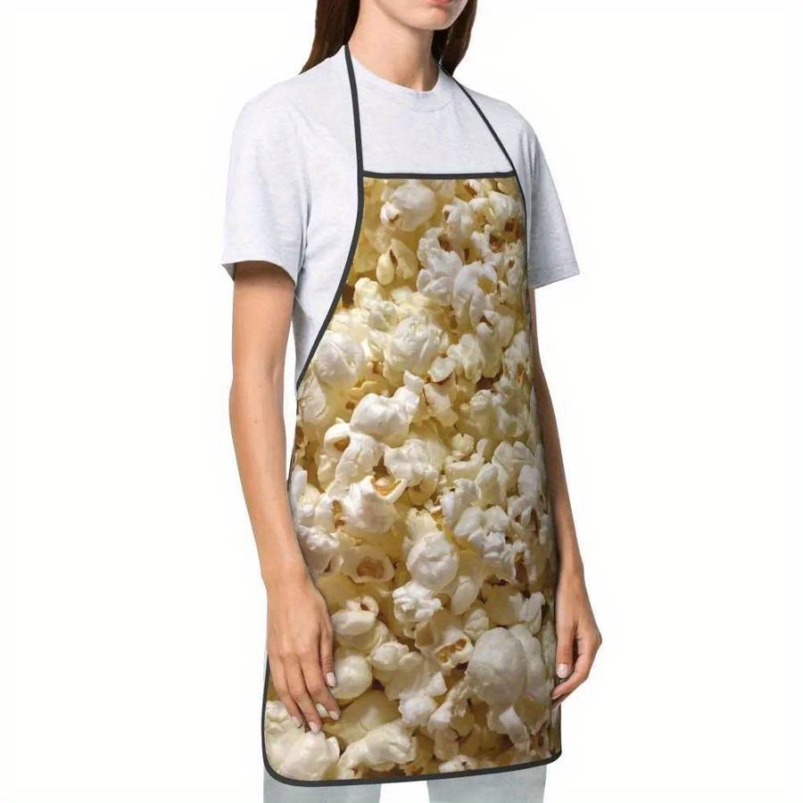 1pc Unisex Popcorn-Themed Apron "I'm a Popcorn Snack" Design Adjustable Strap Polyester Id
