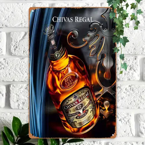 1pc 2D Flat Vintage Chivas Regal Aluminum Metal Sign 3D Artwork Waterproof Dustproof Rustic Wall Dec