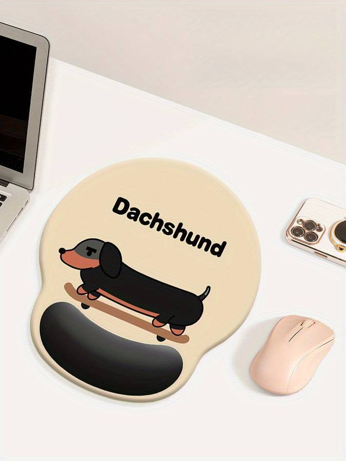 1pc Cute Dachshund Anime Wrist Rest Mouse Pad Thick Non-Slip Rubber Base Stylish Offi