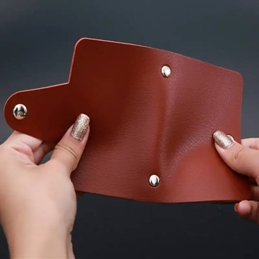 Leather Card Holder 12 Slots Bank Card Wallet Document Organizer Party Supplies No Power Require