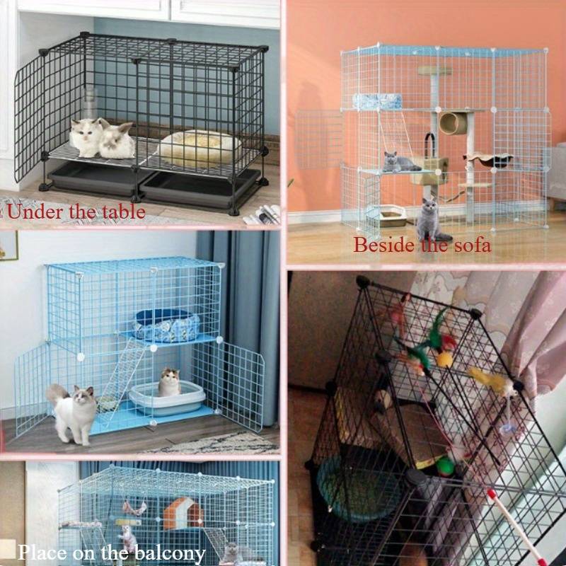 1pc Blue 2 columns 3 layers 1 row Pet Cage
