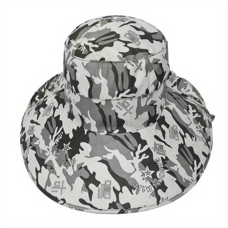 1pc Men'S Camouflage Sun Protection Hat with Face Cover Ideal for Hiking Mountain Climbing Fish