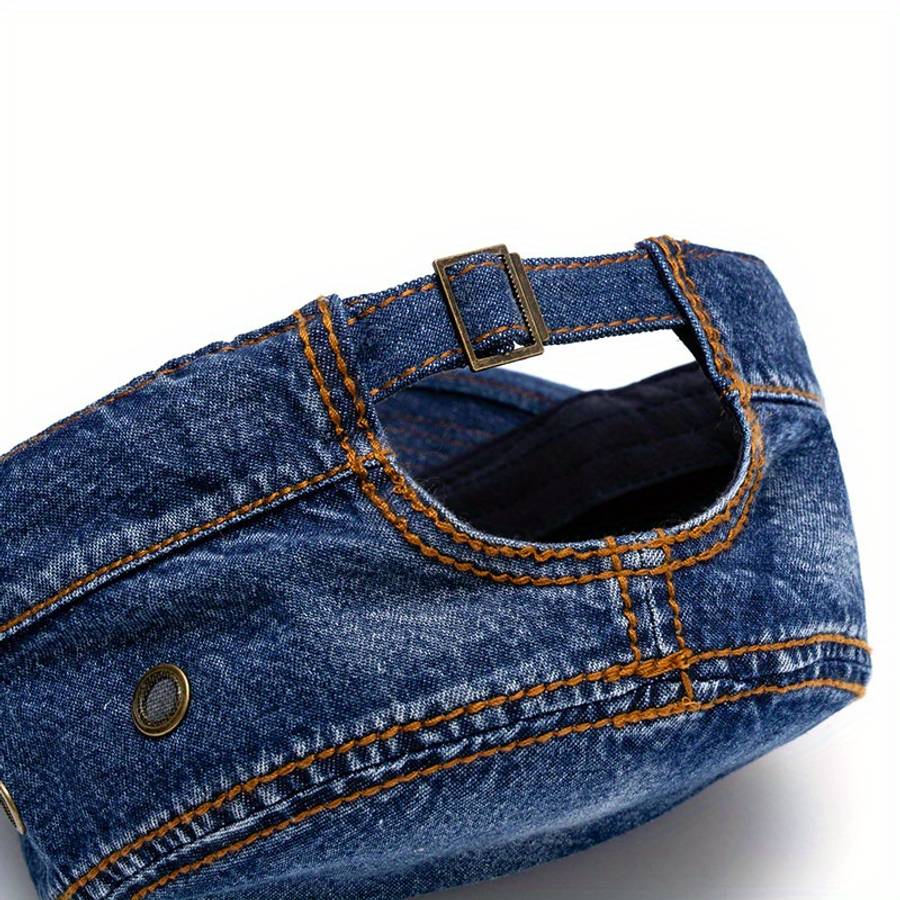 Men'S and Women'S Stylish Denim Baseball Cap with Adjustable Snap Closure Cotton Blend Sun P