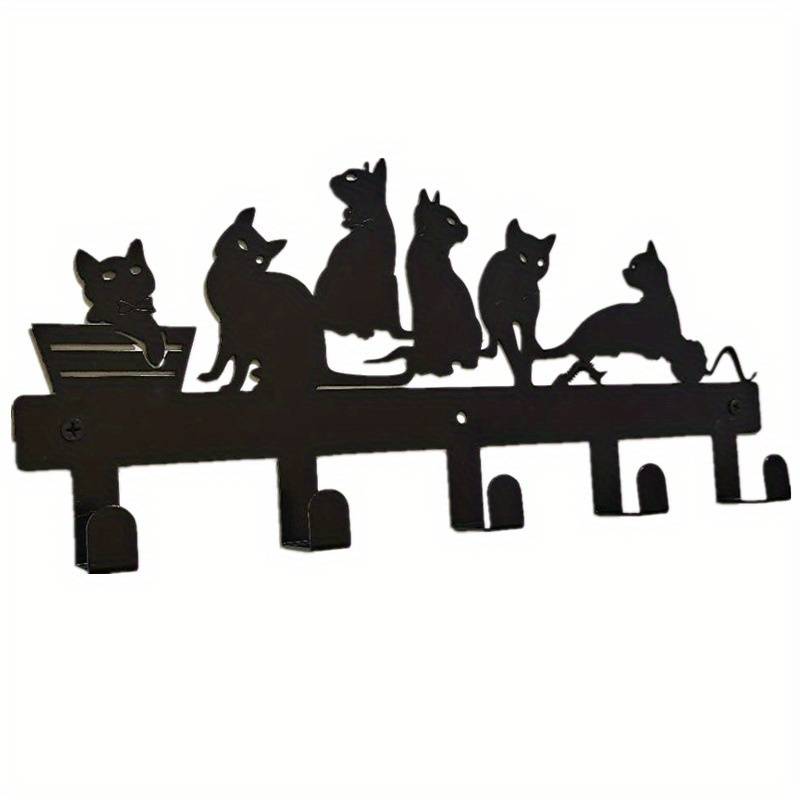 1pc Cat-Themed Wall-Mounted Coat Rack HolderMulti-Purpose Iron Hooks for Coats Hats KeysEasy