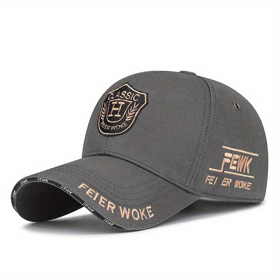 FEWK Unisex Baseball Cap Breathable Polyester Adjustable Fit Embroidered Logo Golden Ba