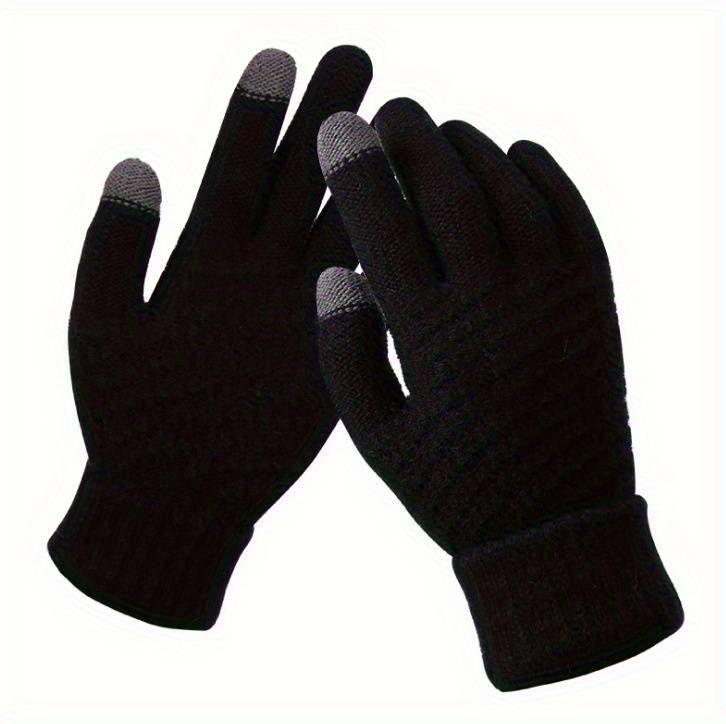 1 Pair Black Winter Warm Knitted Gloves Warm Gloves