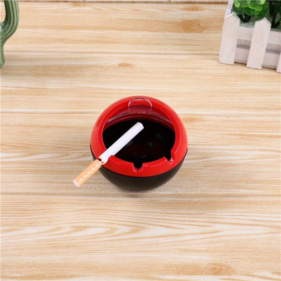 1pc Plastic Fireproof and Windproof Ashtray Home Decorative Spherical Ashtray Household PP Plasti