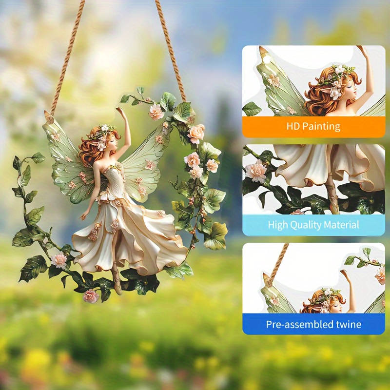 1pc 2D Flat  Bohemian Style  Resin Fairy Light Catcher Wall Hanging Christmas Wreath Theme