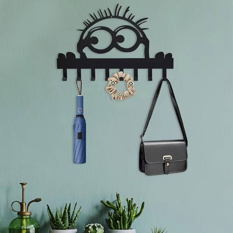 A single set of elegant wallmounted metal coat hooks with 8 hooks. Its a practical and stylish c