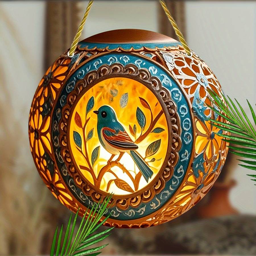 2D Flat Bohemian Style Vintage Acrylic Lantern 20.32X20.32 Cm Clear Round Hanging L