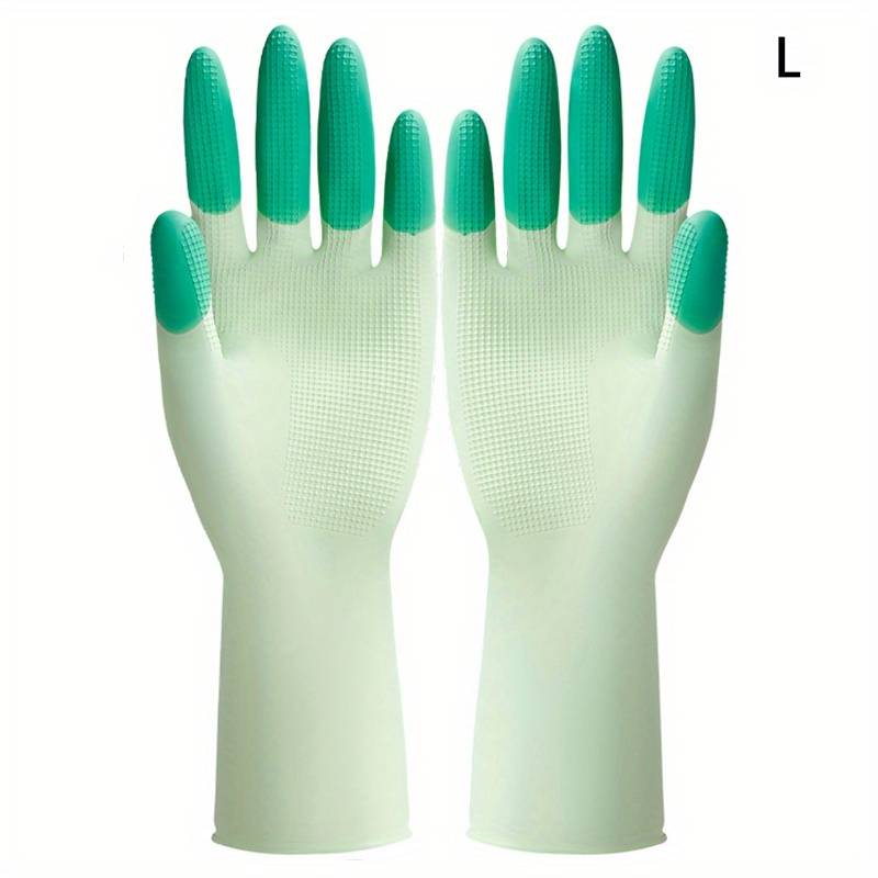 1 Pair Green Size M Household Cleaning Gloves