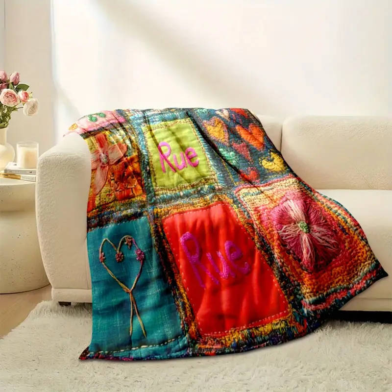 1 x Handmade Vintage Patchwork Flannel Throw Blanket 150*200cm