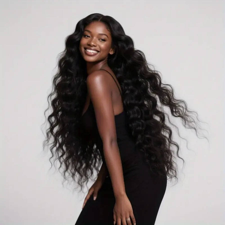 Women's Natural Long Black Brazilian Wet Curl Wig