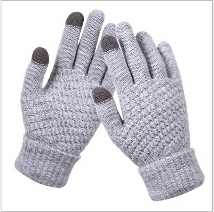 1 Pair Black Winter Warm Knitted Gloves Warm Gloves