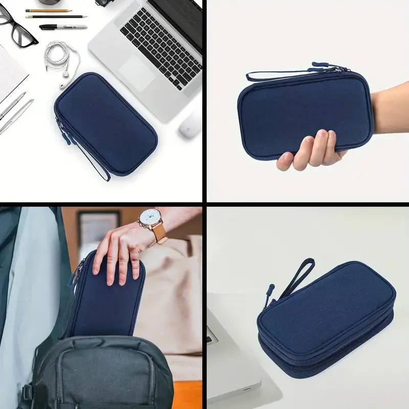 1Pc Elegant Nylon Storage Bag For Mobile Phone Chargers And Digital Accessories