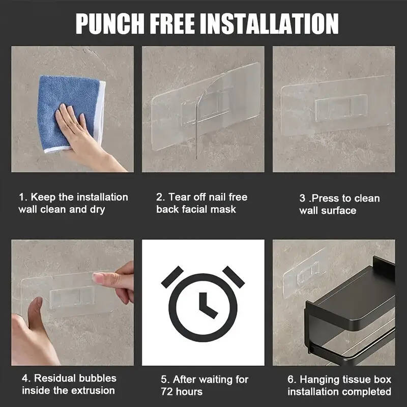 1pc Easy-Install No-Drill Stainless Steel Toilet Paper Holder with Phone Shelf Wall Mounted Space-Sa