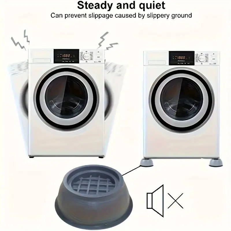 Shock-Absorbing Washing Machine Stabilizing Pads - Anti-Slip, Noise Reducing, Durable Plastic with