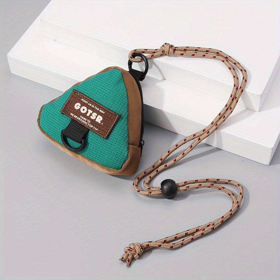 Triangle Keychain Coin Purse Hanging Neck Casual Sling Bag Trendy Storage Pouch Creative Gift