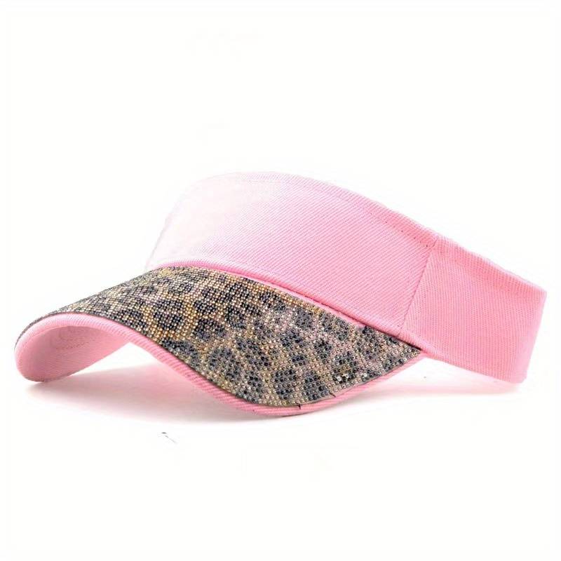 1pc of a New Women'S Leopard Print Stylish Sun Hat Adorned with Crystals a Versatile Brimless