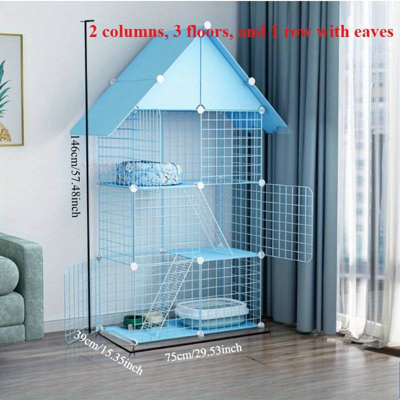 1pc Blue L-shaped 2 Layers Pet Cage
