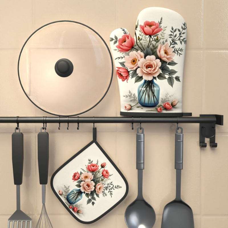 2pcs 26.92x17.02 cm Heat Resistant Oven Mitts And Potholders